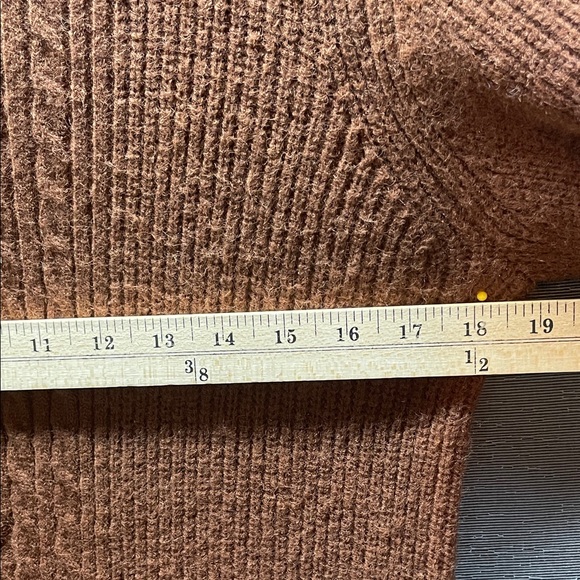 A loves A tear drop mock neck balloon sleeve sweater Knit Dress in Rich Brown - Picture 4 of 8